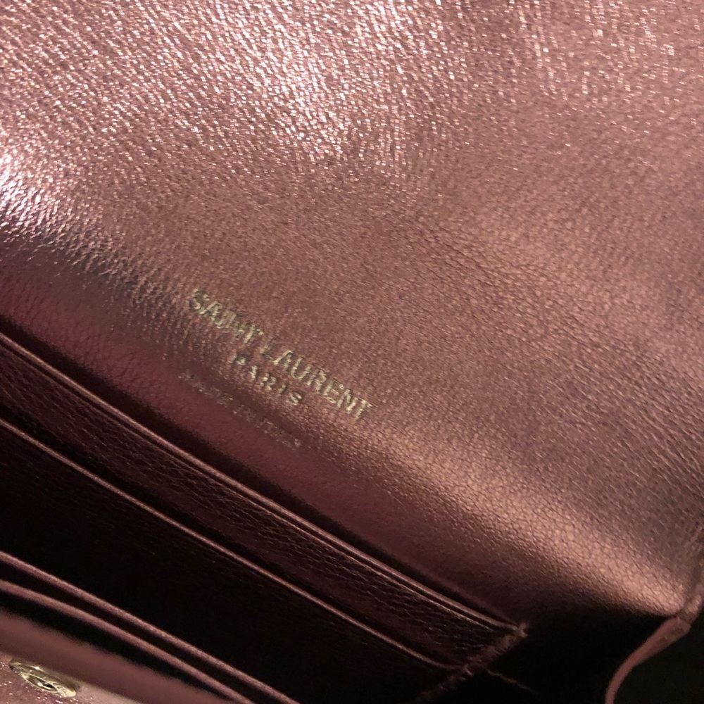YSL Yves Saint Laurent Azalea Metallic Pink Wallet Rare - Picture 6 of 16
